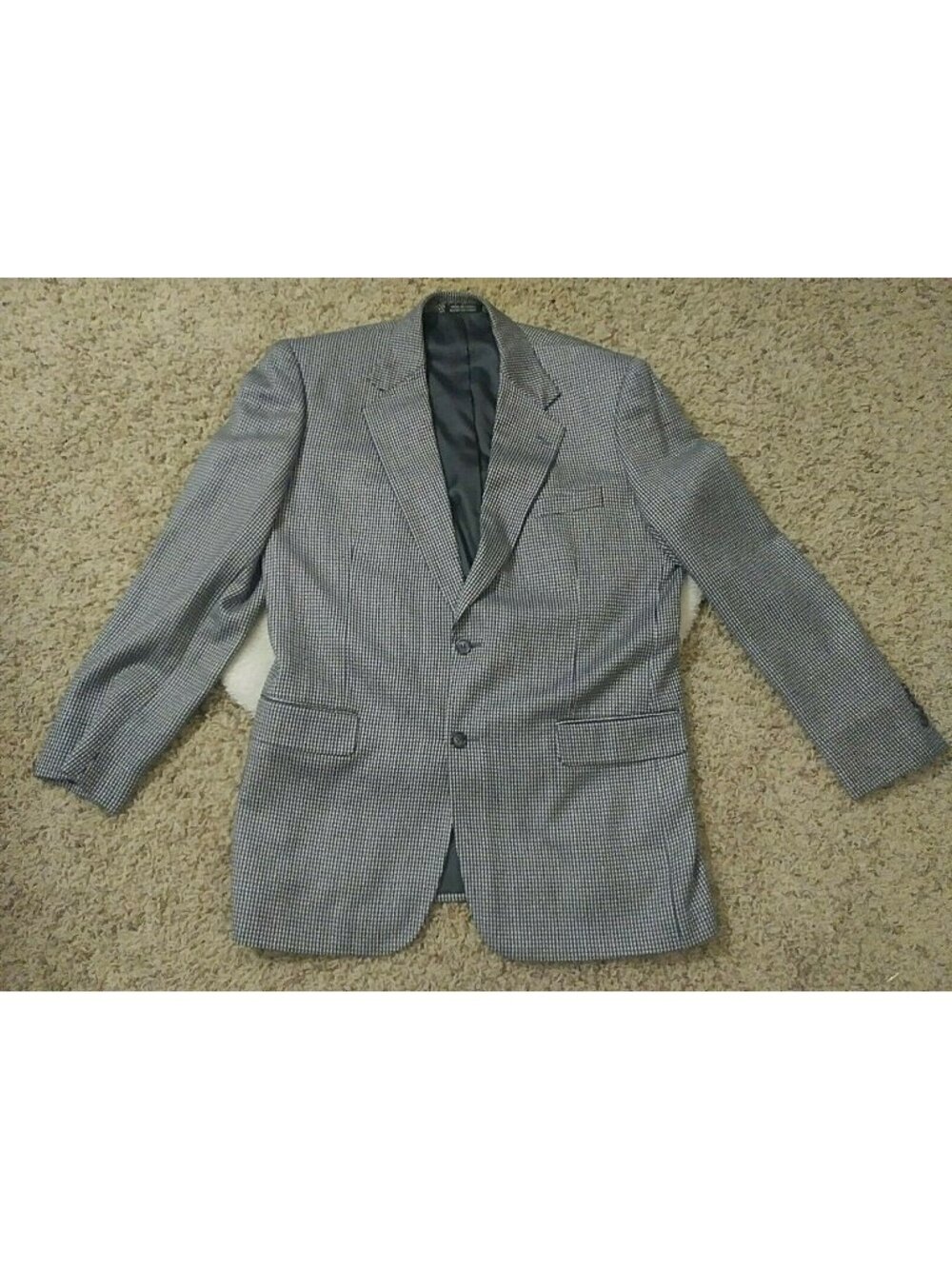 Stafford Mens Suit Jacket Gray Checked Pockets Coat Tweed Formal Wear 42 L